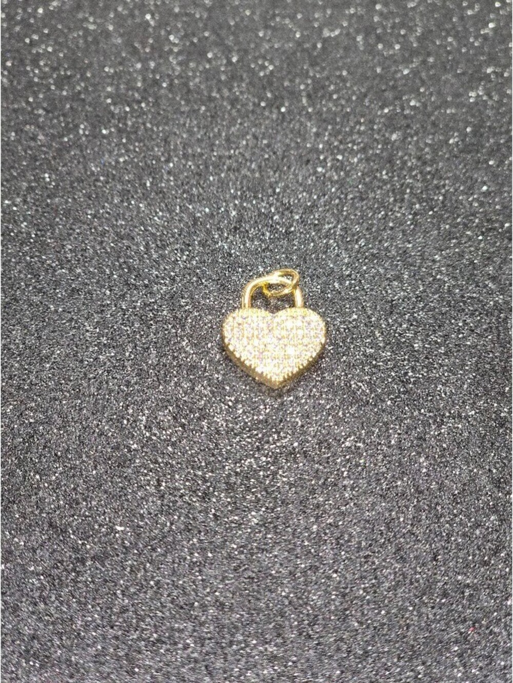 Gold Tone Heart Shaped Pendant Charm with Rhinestones
